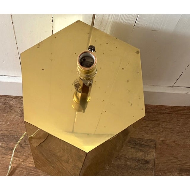 Metal Mid Century George Kovacs Brass Cylinder Faceted Lamp, Signed For Sale - Image 7 of 9