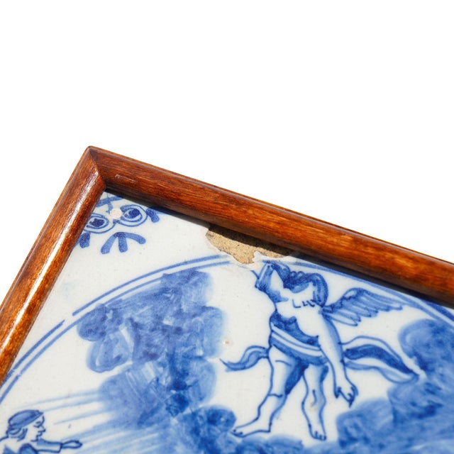 17th Century Framed Delft Tile of the Annunciation, C. 1600's For Sale - Image 5 of 6