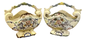 Victorian Hand Painted Vases, 1880s, Set of 2