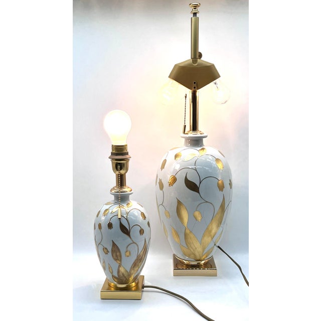 Table Lamps in Porcelain and 24kt Gold by Mangani Florenz for Oggetti, Italy, 1970s, Set of 2 For Sale - Image 10 of 16