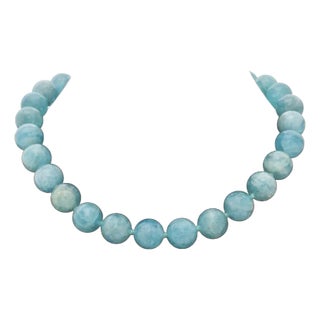 22k Yellow Gold & Aquamarine Bead Necklace For Sale
