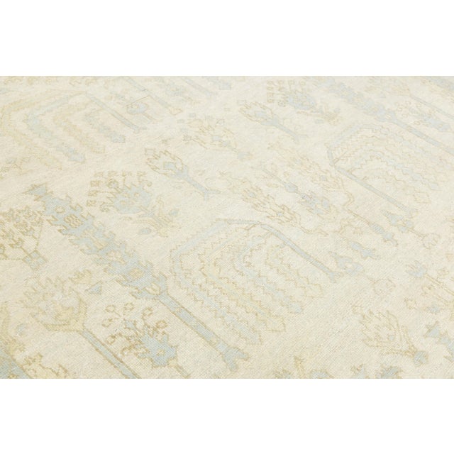 2020s Modern Oushak Style Hand-Knotted Wool Area Rug – Pale Ivory & Soft Sage 9x12 For Sale - Image 5 of 10