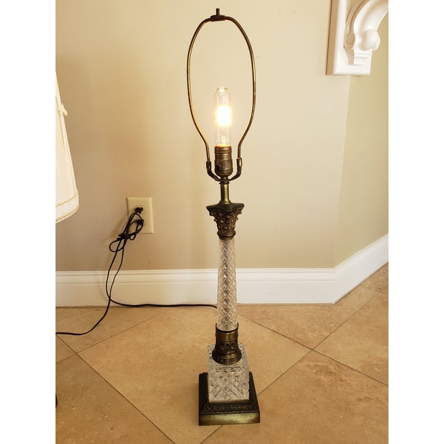 Mid 20th Century Westwood Hollywood Regency Glass and Brass Column Lamps For Sale - Image 15 of 17