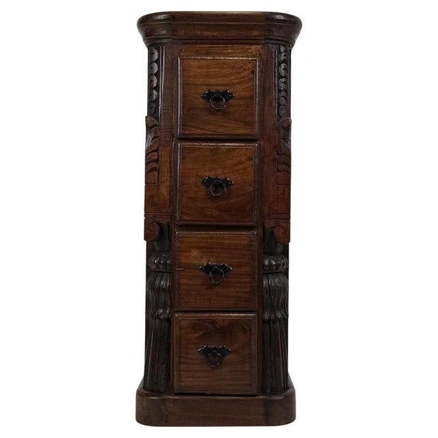 Antique Indian Carved Rosewood Chest of Drawers, 1900s For Sale - Image 3 of 14