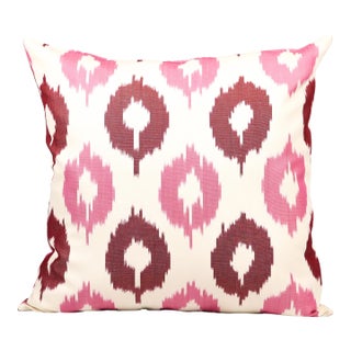 Handwoven Pink Ikat Pillow Cover For Sale