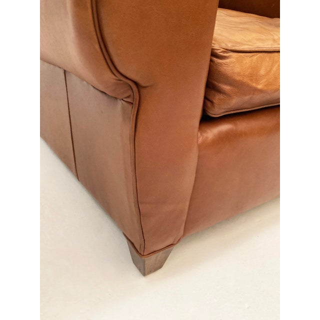 Wood 1990s Mitchell Gold Tan Leather Club Chair For Sale - Image 7 of 11