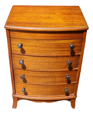 Vintage Federal Style Mahogany Bow Front "Perfect Sewing Cabinet" Caswell-Runyan