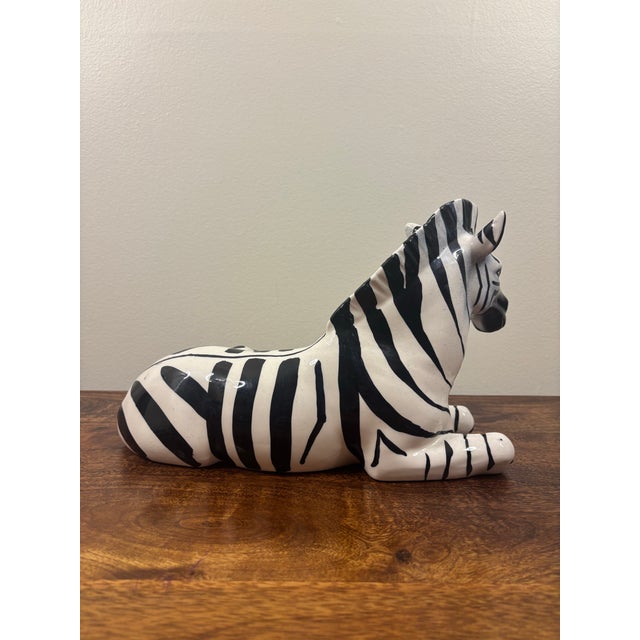 White 1950s Italian Mid-Century Hand-Painted Ceramic Zebra Sculpture For Sale - Image 8 of 8