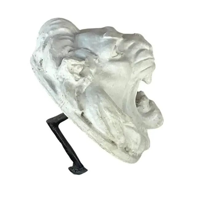 French Lion Mask Fountain Head Sculpture, Mounted on Iron Stand For Sale - Image 4 of 8