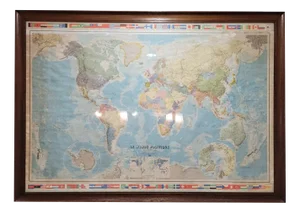 Planisphere Le Monde Politique Globe Map, National Geographic Institute, France, 20th Century