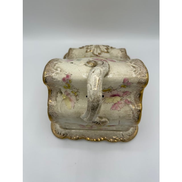 Antique Victorian Covered Cheese Dish - Pink & Gold, Stoke-on-Trent, C. 1910 For Sale - Image 4 of 9