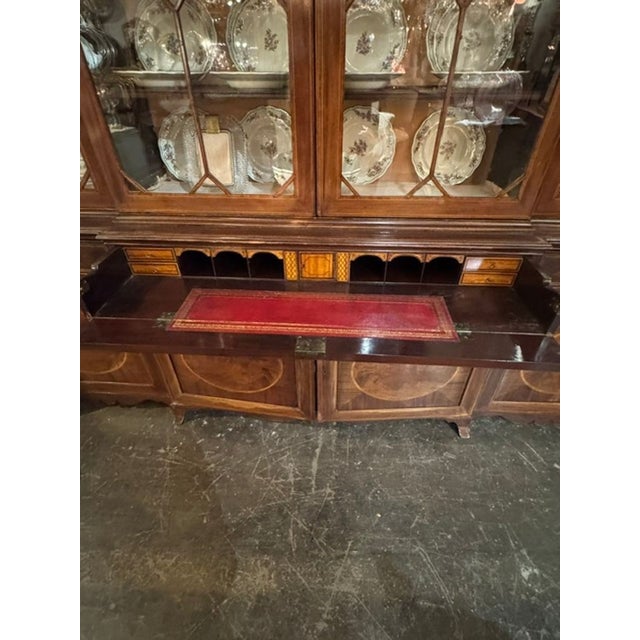 Wood 19th C. English George III Inlaid Mahogany Breakfront For Sale - Image 7 of 9