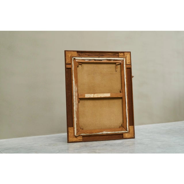 Belgian Artist, Portrait of a Sitting Man, 1964, Oil and Tempera Paint on Canvas For Sale - Image 10 of 12