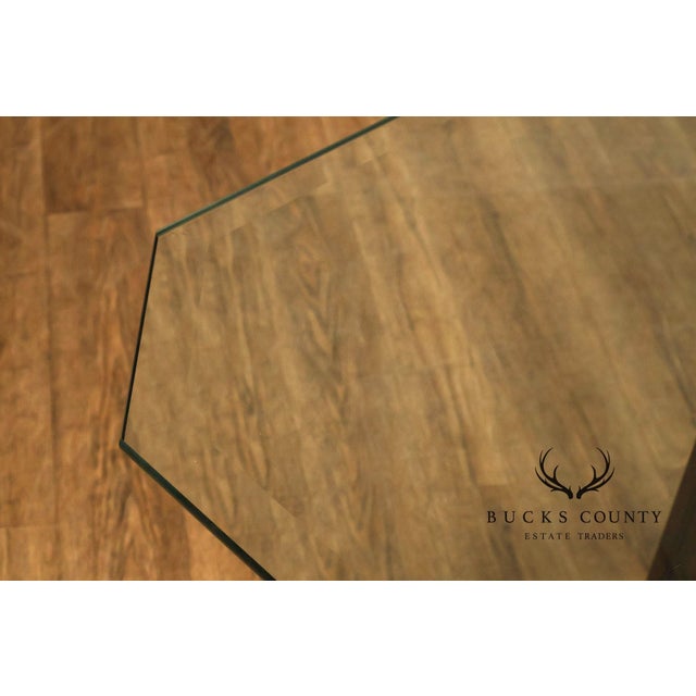 Chinese Chippendale Style Glass Top Mahogany Dining Table For Sale - Image 13 of 18