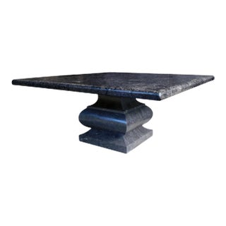 Custom Belgian Bluestone Square Dining/Center Table With Baluster-Form Base For Sale
