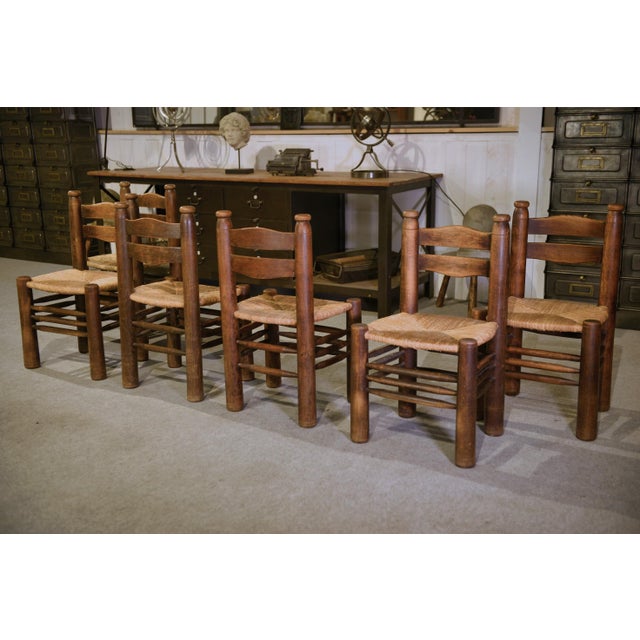 Chairs in Beech and Cane attributed to Charles Dudouyt, 1950s, Set of 6 For Sale - Image 15 of 16