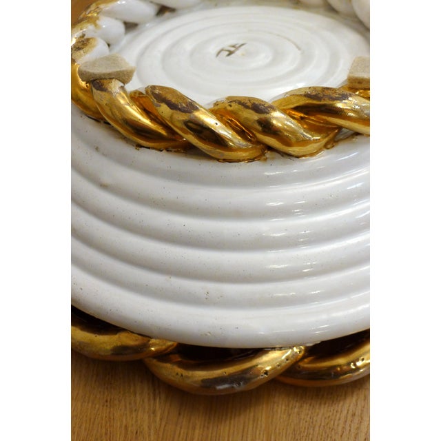 Gold Large Bowl with Wide Braided Rim in Ceramic by Emile Tessier, 1950 For Sale - Image 8 of 12