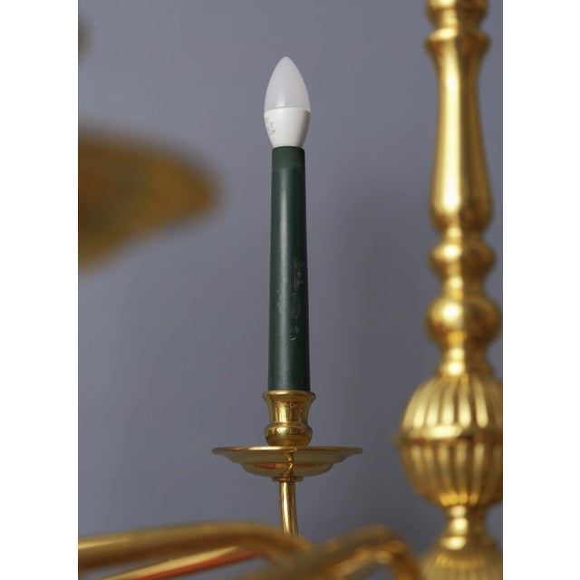 Empire Brass Ten-Arm Chandelier, France, 1970 For Sale - Image 13 of 16