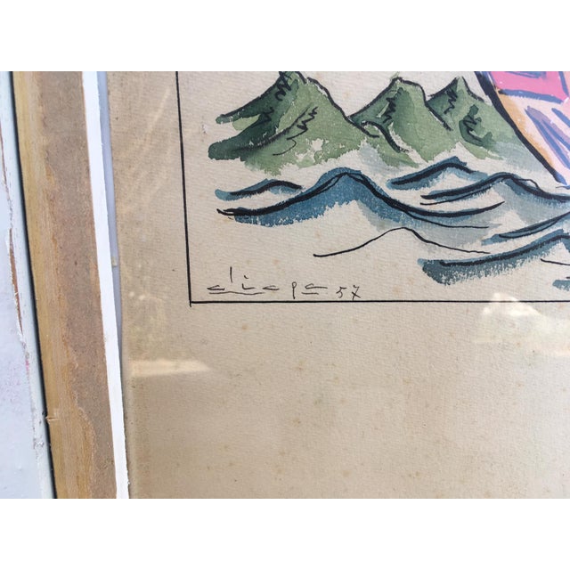 Double Picture Horse Front and Boat Back Spanish, 1958 Aliaga, Spain For Sale In Miami - Image 6 of 13