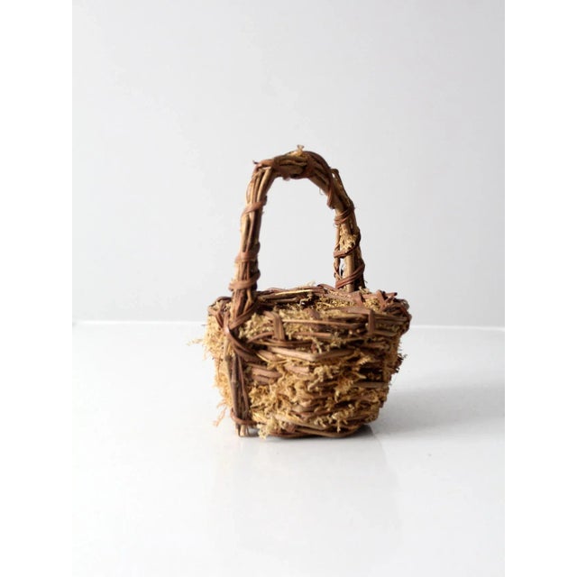 Farmhouse Vintage Twig & Moss Basket For Sale - Image 3 of 11
