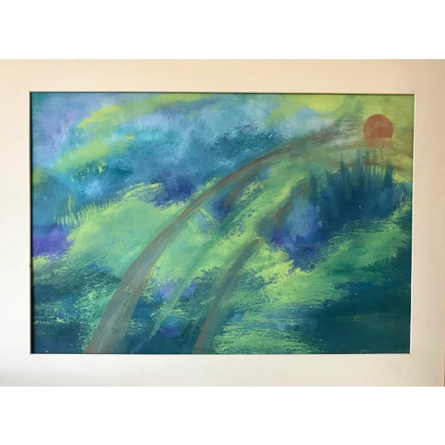 Original Vintage Mid Century c.1955!Abstract Painting tempera on heavy paper. Presented matted and framed.