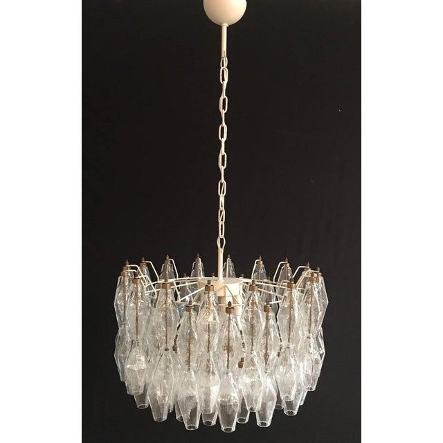 White Poliedri Murano Glass Chandelier in the style of Carlo Scarpa, 1980s For Sale - Image 8 of 18