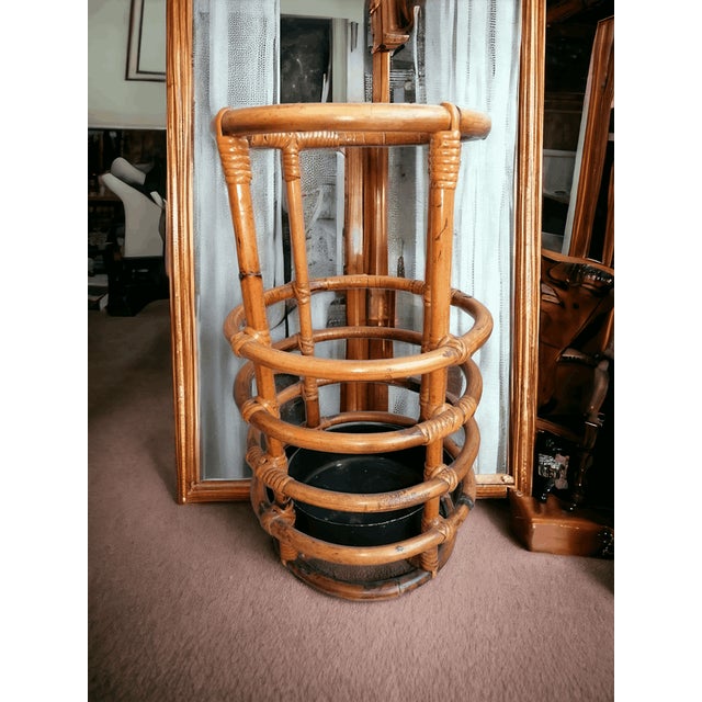 Bamboo Rush Umbrella Stand, 1960s For Sale - Image 6 of 6