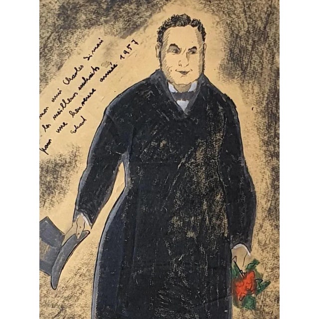 Portrait is an original drawing in pastel and watercolor on paper realized in 1957 by Erhard Klepper (1906-1980). with the...