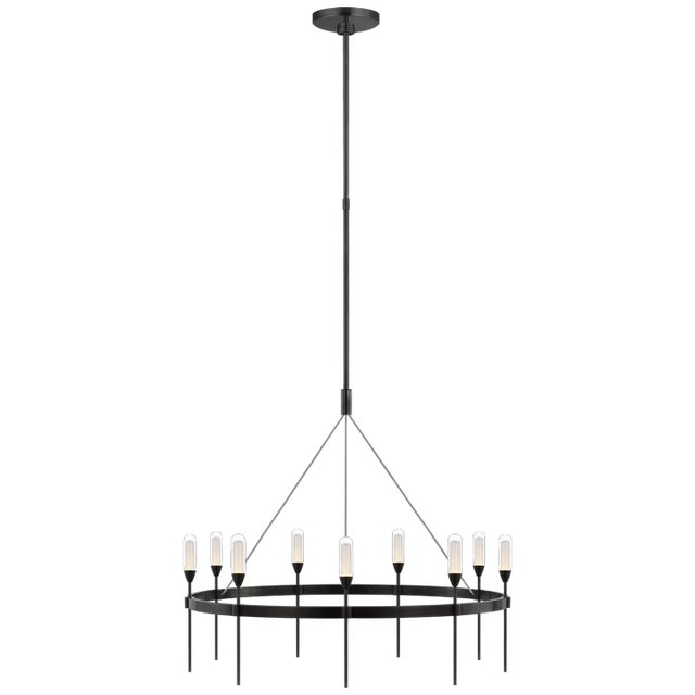 Overture Medium Ring Chandelier in Bronze with Clear Glass Designer: Peter Bristol Fixture Height: 24.75" Min. Custom...