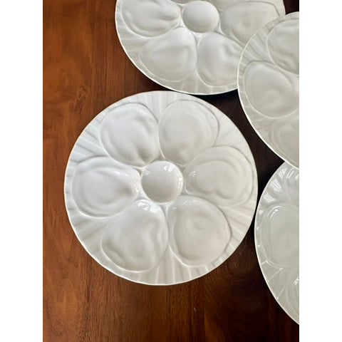 Vintage French Pillivuyt Porcelain Oyster Plates, White, Set of 6 For Sale In Atlanta - Image 6 of 10