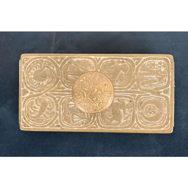 Early 20th Century Tiffany Studios New York Zodiac Pattern Bronze Doré Rocker Blotter For Sale - Image 5 of 12