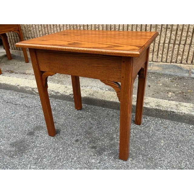 Late 20th Century Pair of Tom Seely Furniture Solid Oak Side End Tables For Sale - Image 9 of 12