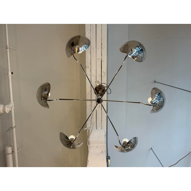 NauticalMart Mid-Century Modern Perforated Sputnik Chandelier For Sale - Image 4 of 12