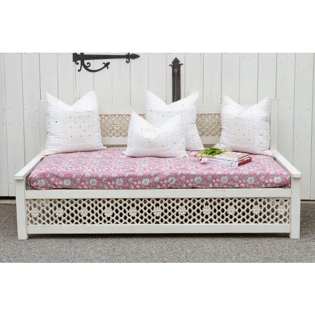 White Carved Floral Jali Daybed Sofa For Sale - Image 12 of 13