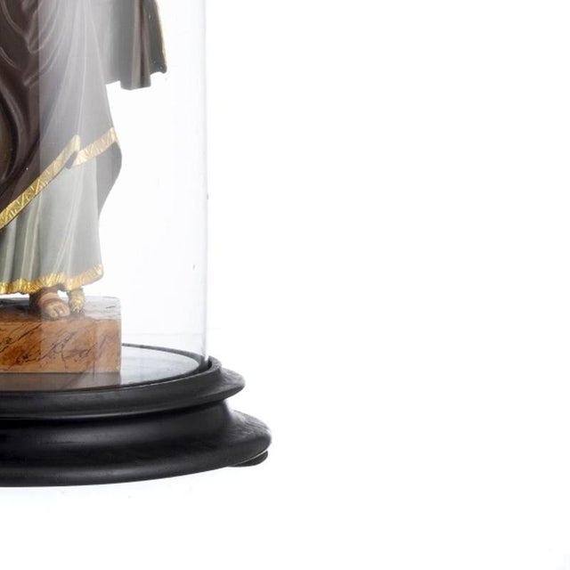 Religious Artist, Saint Anthony with the Child Jesus, 19th Century, Wood with Glass & Silver Details For Sale - Image 5 of 6