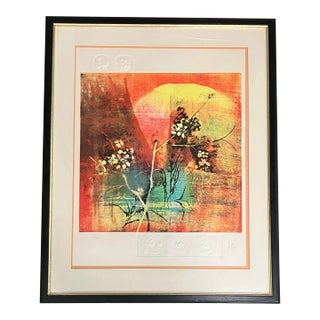 1970’s Original Hoi Lebadang Abstract Embossed Lithograph For Sale