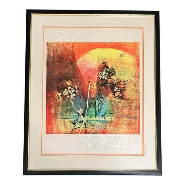 1970’s Original Hoi Lebadang Abstract Embossed Lithograph For Sale