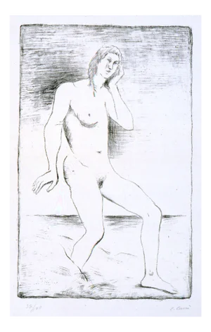 Carlo Carra, Bagnante, 1944, Lithograph on Zinc, Framed