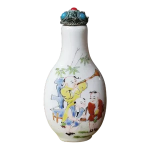 Early 20th Century Chinese Famille Rose Porcelain Five Boys Motif Snuff Bottle
