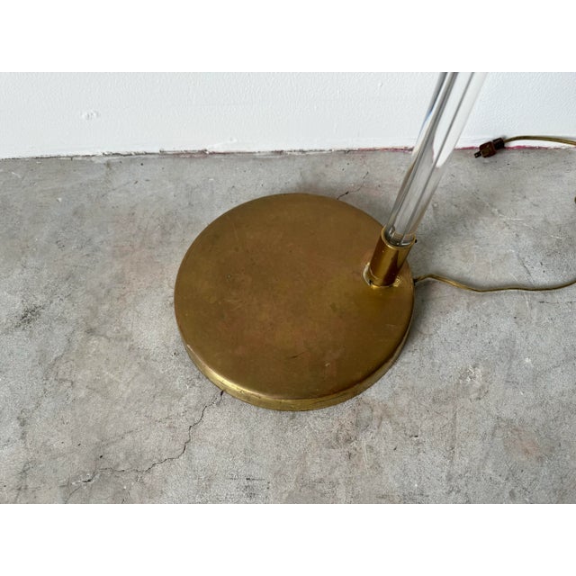 Paul Hamburger Design for Knoll Lucite & Brass Floor Reading Lamp For Sale - Image 9 of 12
