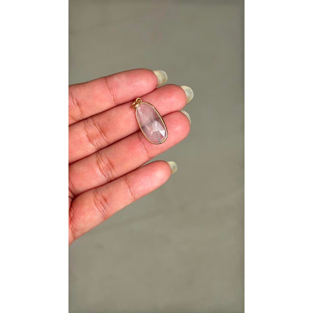 Illustration Asian Antique Style Uncut 3.55 Carat Aquamarine Pendant 14k Gold Charm Jewelry For Sale - Image 3 of 16