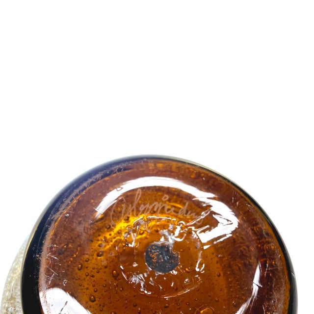 1960s Swedish Amber Bubble Art Glass Bowl, 1970s-1980s For Sale - Image 5 of 10