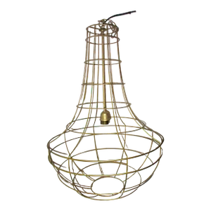 Vintage French Style Wire Basket Teardrop Gold Pendant