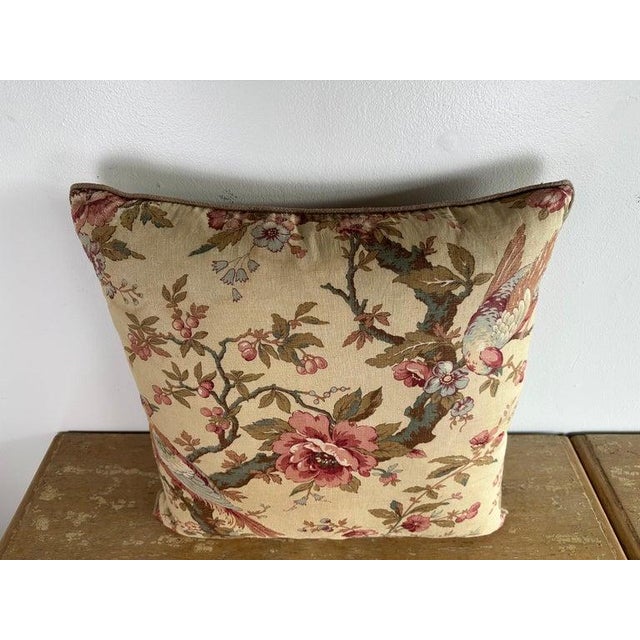 Early 21st Century Floral Printed Linen Pillow, Chinoiserie Style, England, New Design For Sale - Image 5 of 8