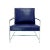 Pasargad Home Luxe Collection Navy Leather Chair For Sale