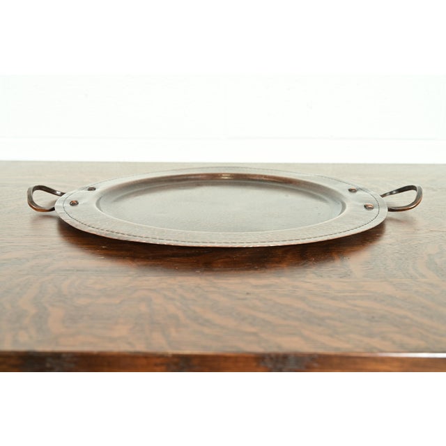Art Deco Roycroft Arts & Crafts Hammered Copper Handled Large Serving Tray, Circa 1920s For Sale - Image 3 of 11