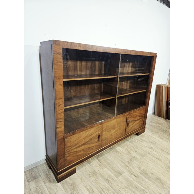 Art Deco Walnut Executive Office Set, 1930s, Set of 2 For Sale - Image 12 of 18