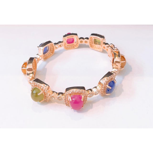 Gemstone Bochic “Capri” Vintage Ruby, Multi Sapphire & Diamond-Set 18K Gold & Silver For Sale - Image 7 of 11