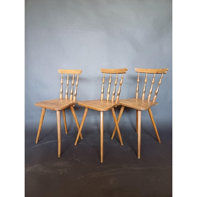 Antique Slovenian Alps Farm Chairs, 1930s, Set of 3 For Sale - Image 6 of 9