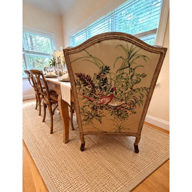 Pair of Custom Louis XV–Style Wingback Bergère Chairs With Botanical Pheasant Upholstery For Sale - Image 12 of 18